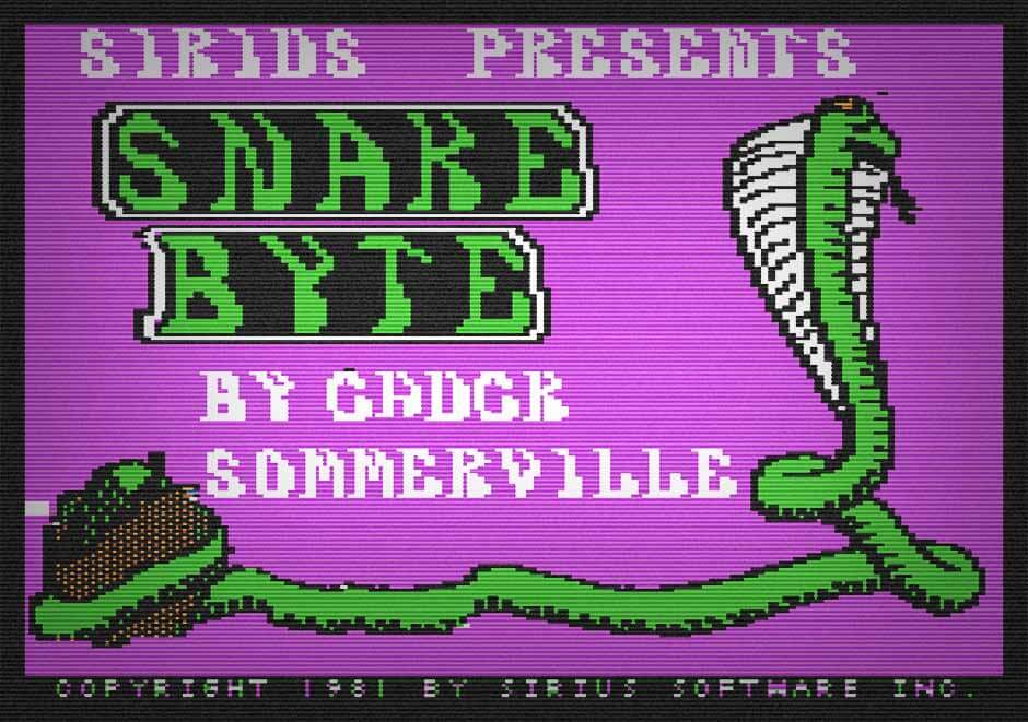 L'écran d'introduction du jeu Snake Byte de 1982